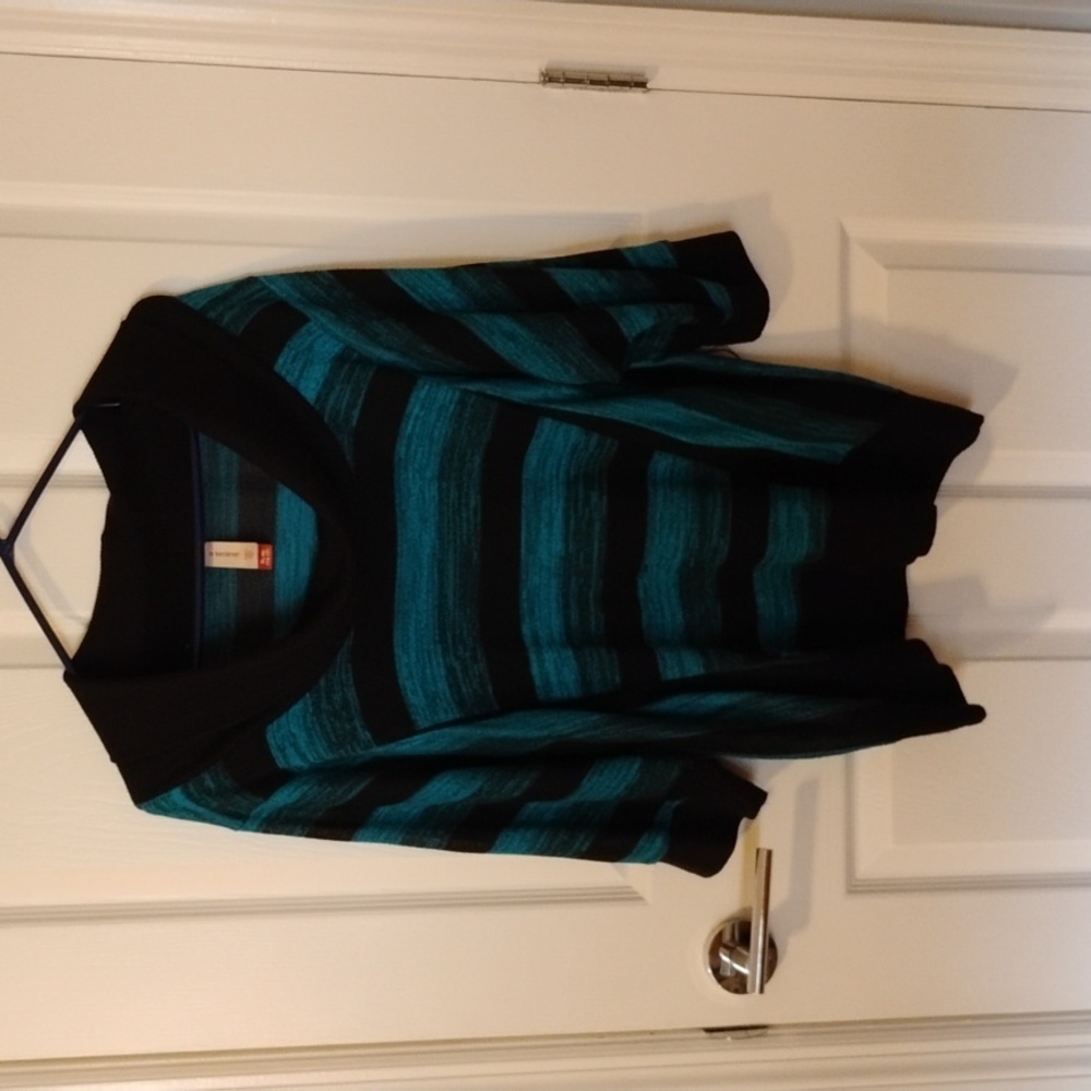 💕 Teal and Black Striped Cowl Neck Sweater 💕